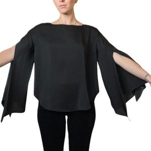 FIGARO Paris Sz 38 / Medium Silky Split Sleeve Blouse Black